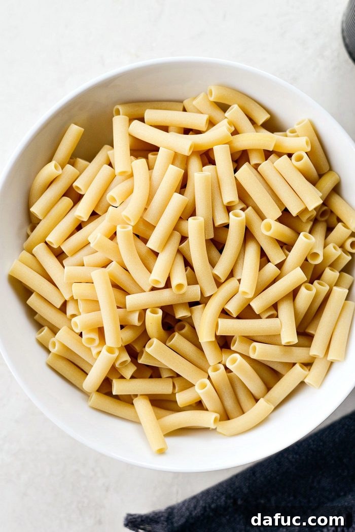 Boiling ziti pasta to al dente for baked ziti
