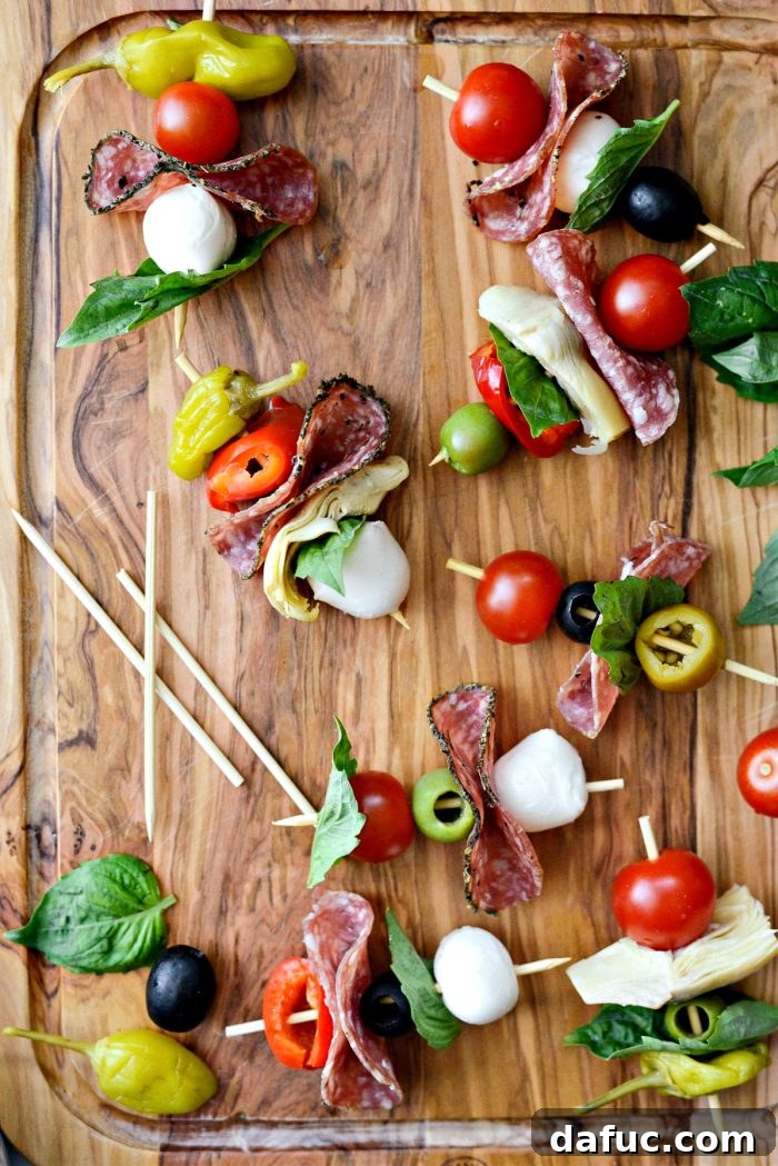 Festive Antipasto Centerpiece 5 Variety of Assembled Antipasto Skewers