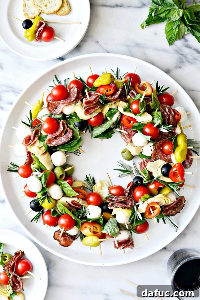 Festive Antipasto Centerpiece 6 Assembled Holiday Antipasto Wreath for a Festive Display