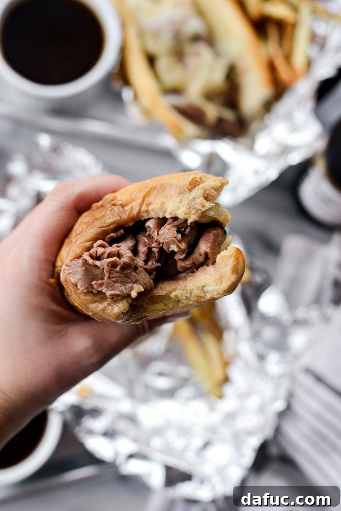 Effortless French Dip Delights 21 Classic French Dip Sandwich, ready to be served and enjoyed