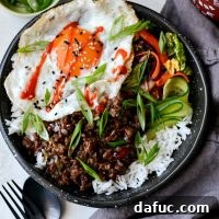 Bulgogi Power Bowls 13 Korean BBQ Beef Bowls with all toppings, including a fried egg