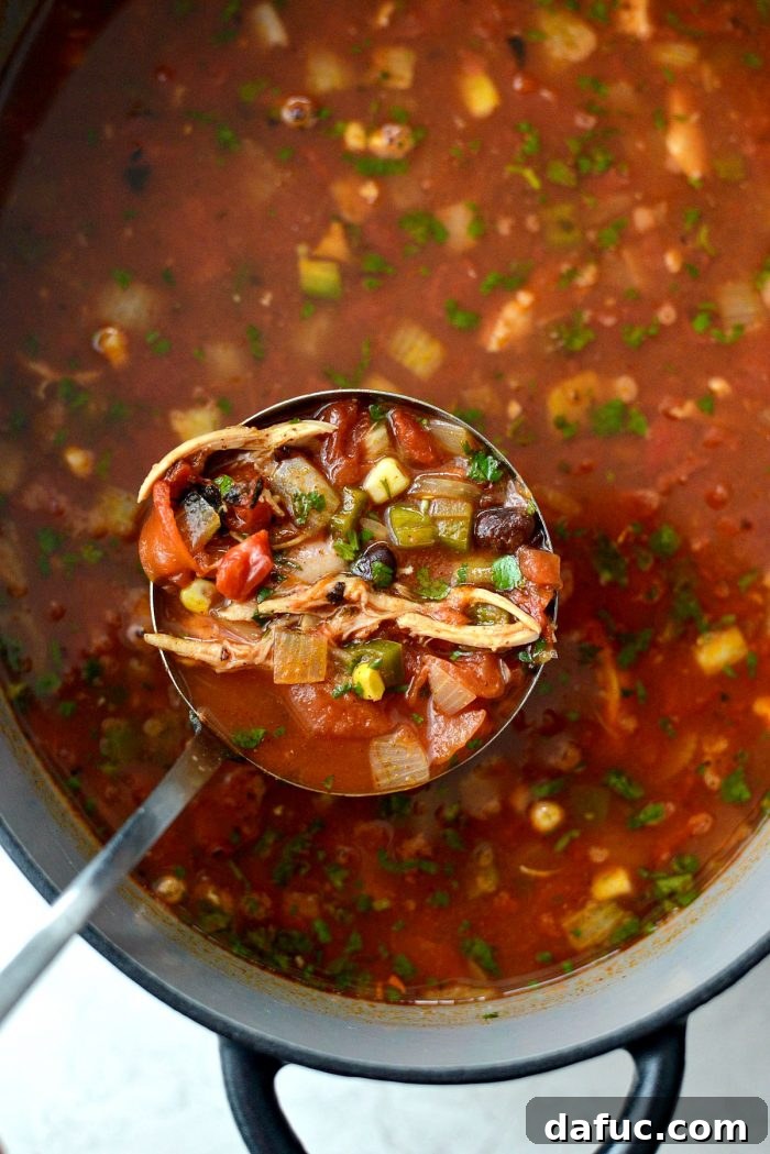 Effortless Chicken Tortilla Soup Delight 15 A beautifully presented bowl of homemade Chicken Tortilla Soup with a vibrant mix of toppings.