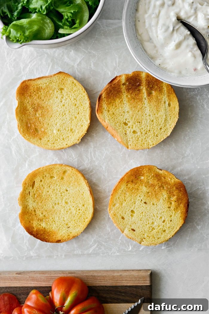 Golden Crispy Fish Sandwiches 18 Toasting brioche buns for the sandwich