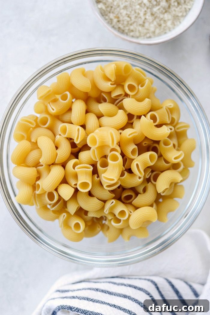 Opulent Lobster Mac and Cheese 5 Assortment of dry pasta shapes, including large macaroni and pipe rigate, suitable for Mac and Cheese.