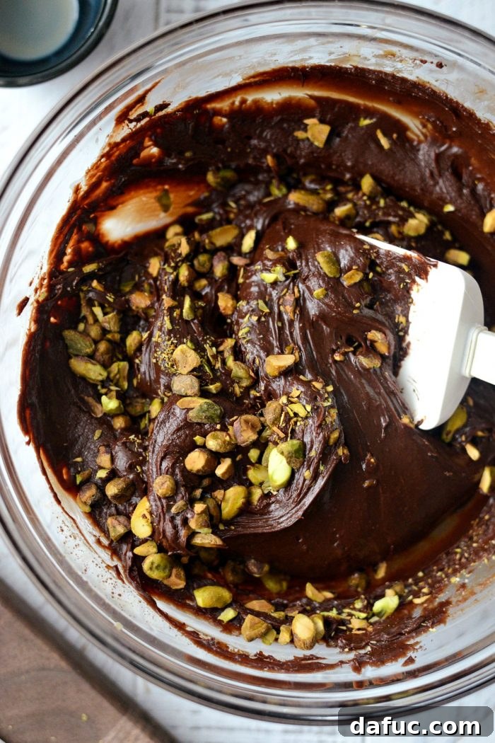 Smooth, creamy chocolate fudge mixture after adding Baileys and vanilla.