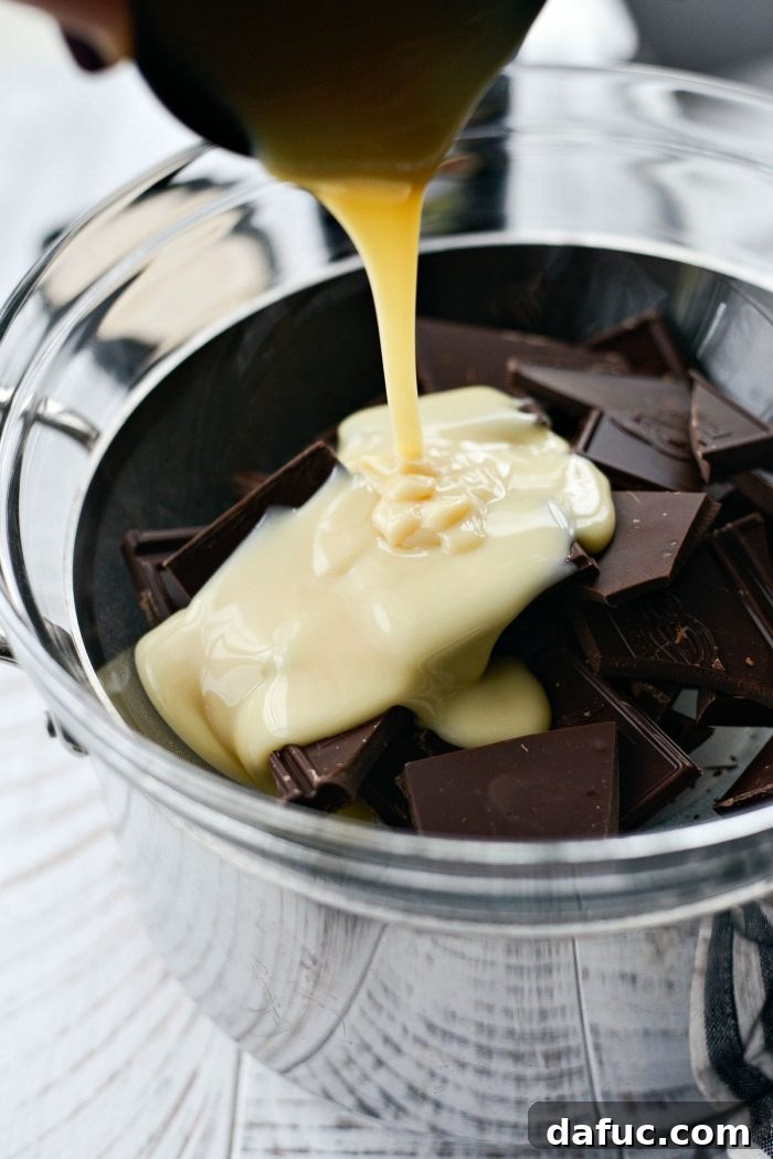 Semi-sweet chocolate melting in a double boiler.
