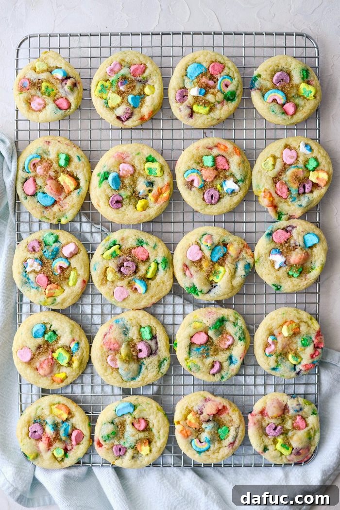 Lucky Charms Cookies l SimplyScratch.com #luckycharms #cookies #stpatricksday #recipe #treat #schoolparty #baking
