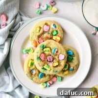 Lucky Charms Cookies l SimplyScratch.com ##luckycharms #cookies #stpatricksday #recipe #treat #schoolparty #baking