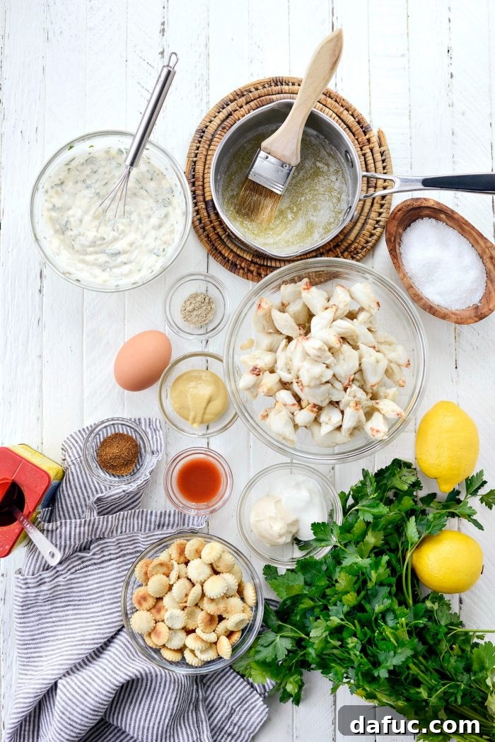 Golden Baked Maryland Crab Delights 3 Fresh ingredients laid out for making the best Maryland crab cakes.