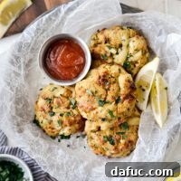 Crispy Baked Maryland Crab Cakes, a delicious seafood entree or appetizer.