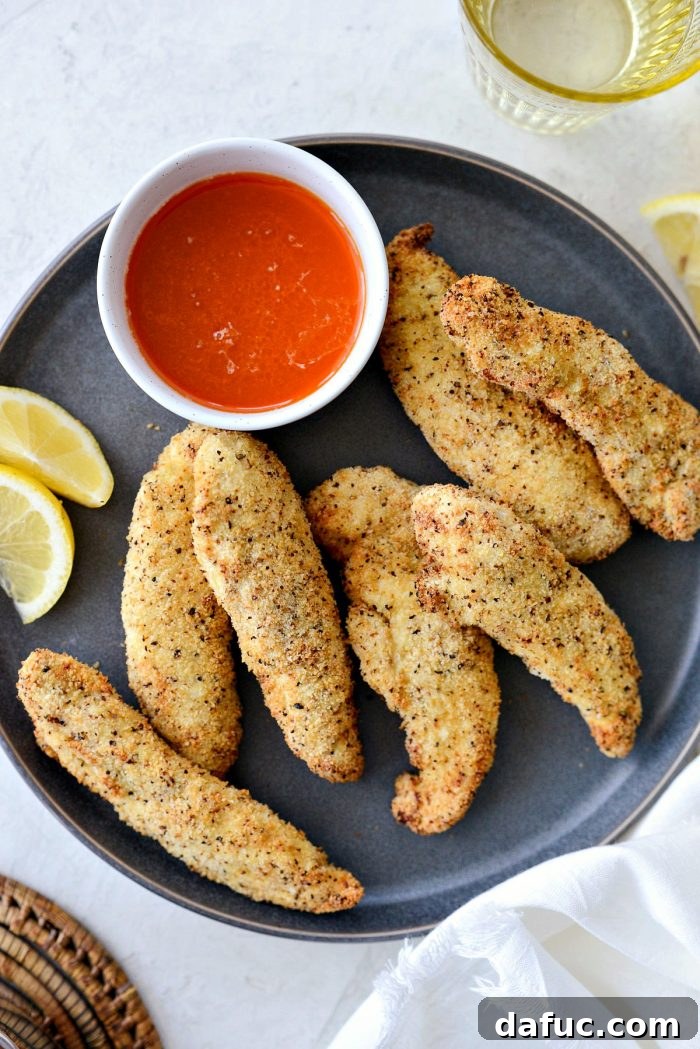 Air Fryer Lemon Pepper Chicken Tenders with Hot Honey Butter