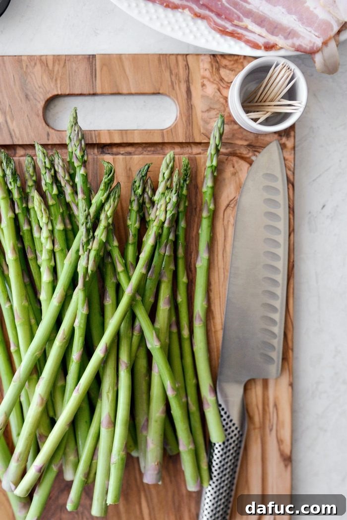 Crispy Bacon Asparagus Treats 6 Trimming fresh asparagus spears