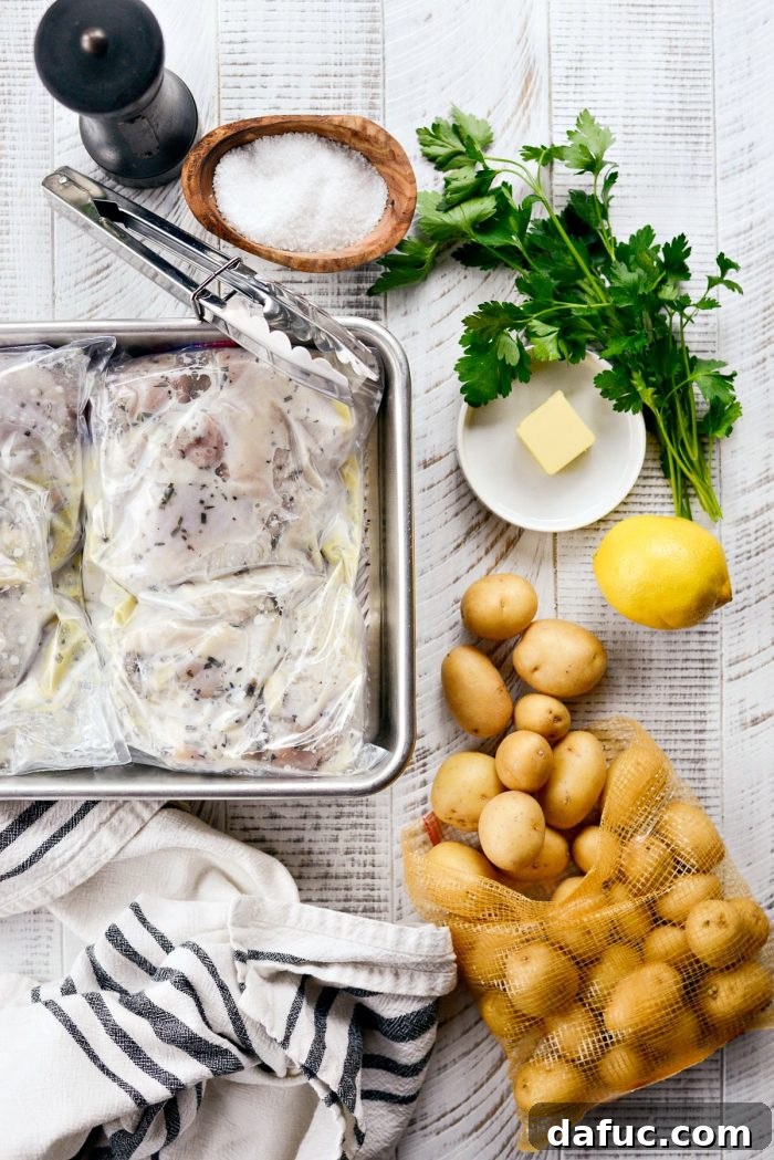 Marinated chicken pieces being removed from the bag with tongs, ready for roasting.