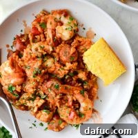 One Pot Jambalaya Recipe with shrimp, chicken, andouille sausage and rice