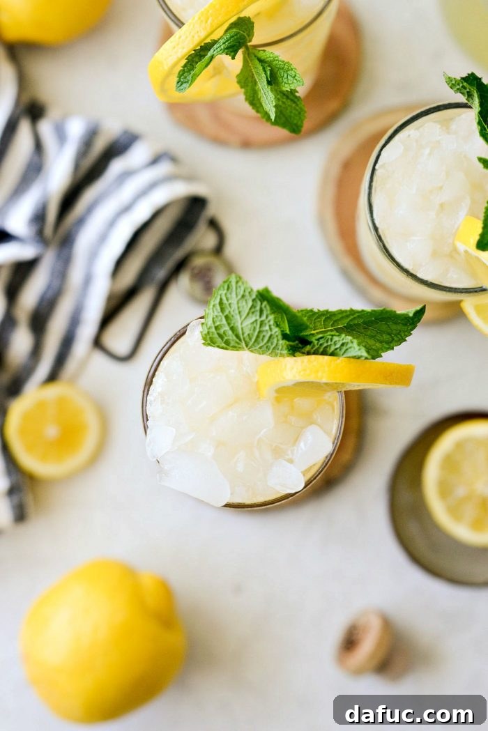 garnish lemon shandy refresher with lemon and mint
