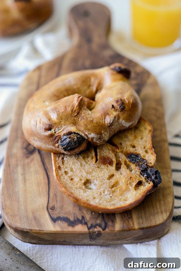 Homemade Air Fryer Cinnamon Raisin Bagels 29 close up of bagels nooks and crannies.