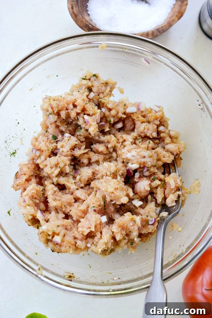 Effortless Weeknight Turkey Burgers 5 Combining turkey burger mix