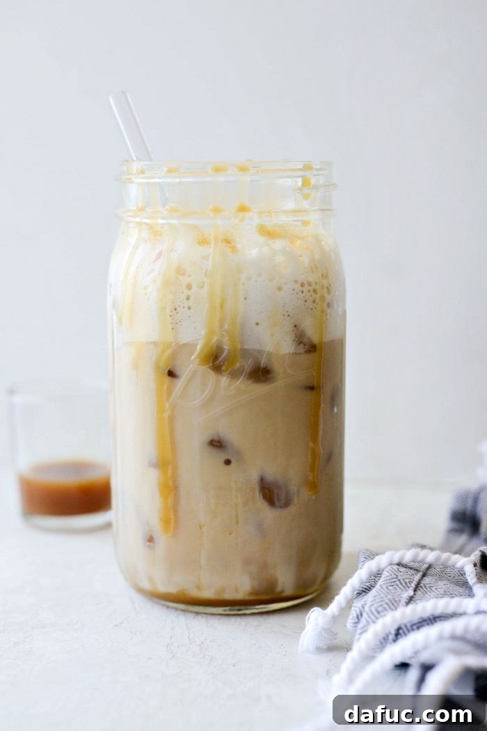 Velvet Caramel Vanilla Chill 16 Adding an extra drizzle of caramel over the top of an Iced Caramel Vanilla Latte.