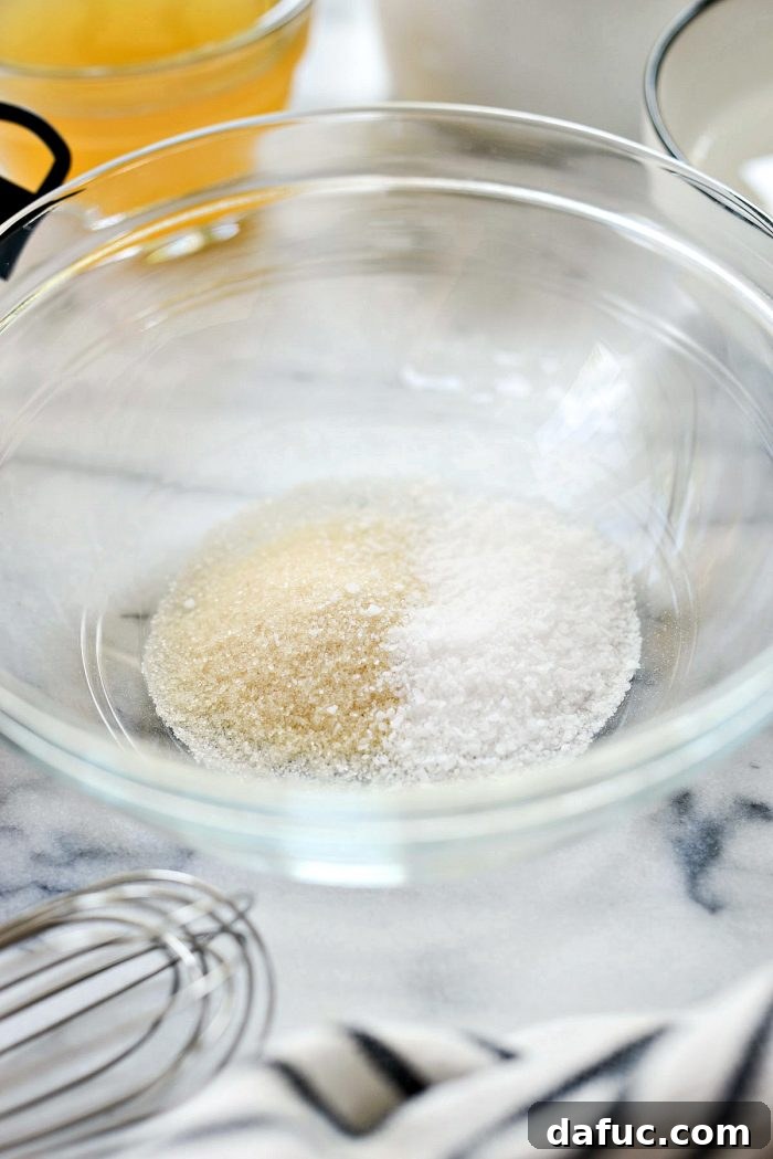 Zesty Quick Pickled Red Onions 5 Measuring sugar and kosher salt into a glass mixing bowl