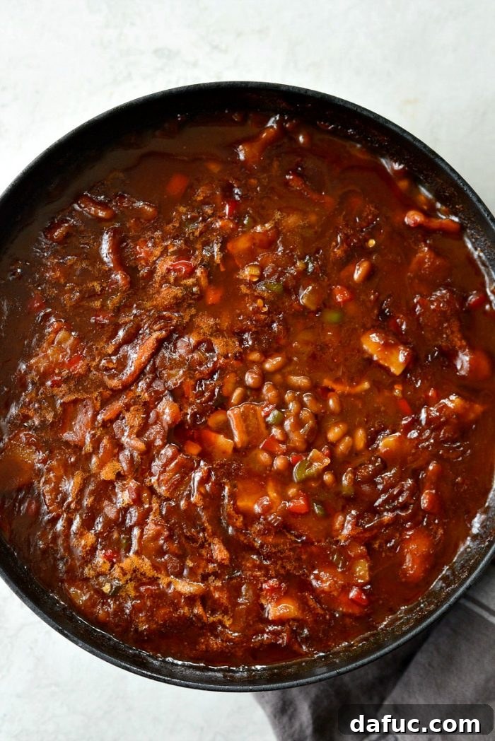 One Pot Wonder Baked Beans 13 the pot of one pot wicked baked beans, hot and steaming, just out of the oven