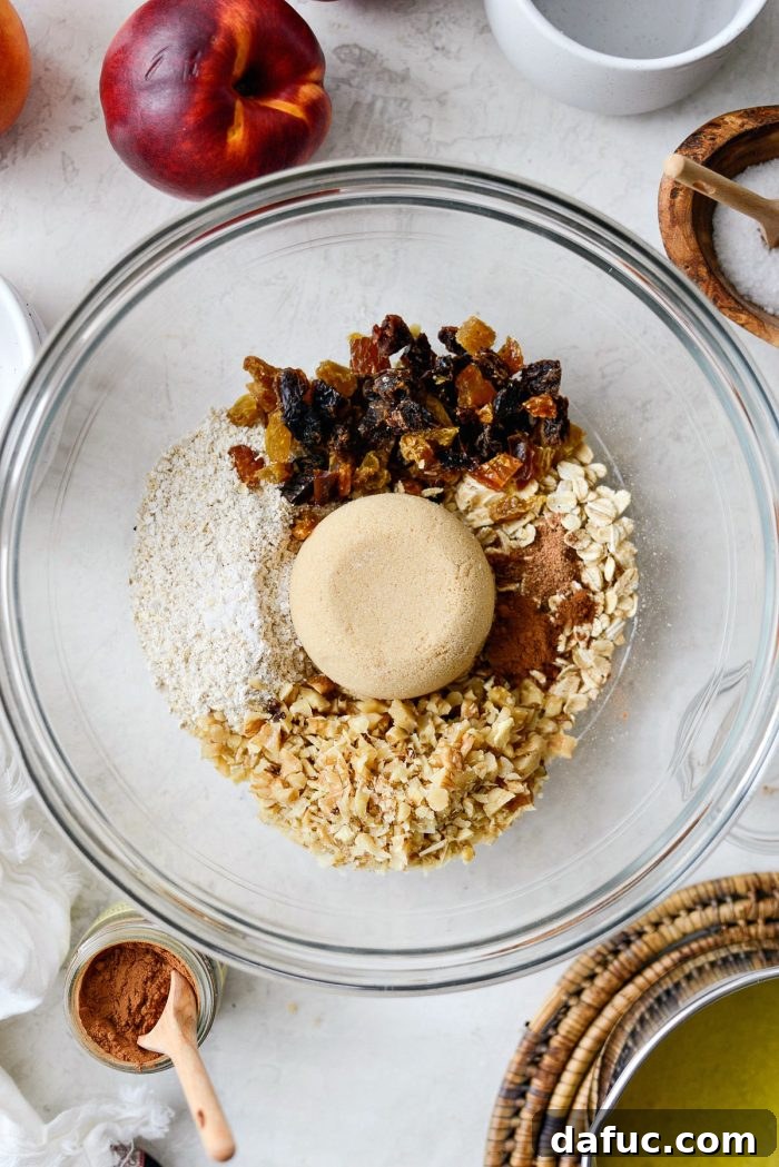 crumble mixture in glass bowl