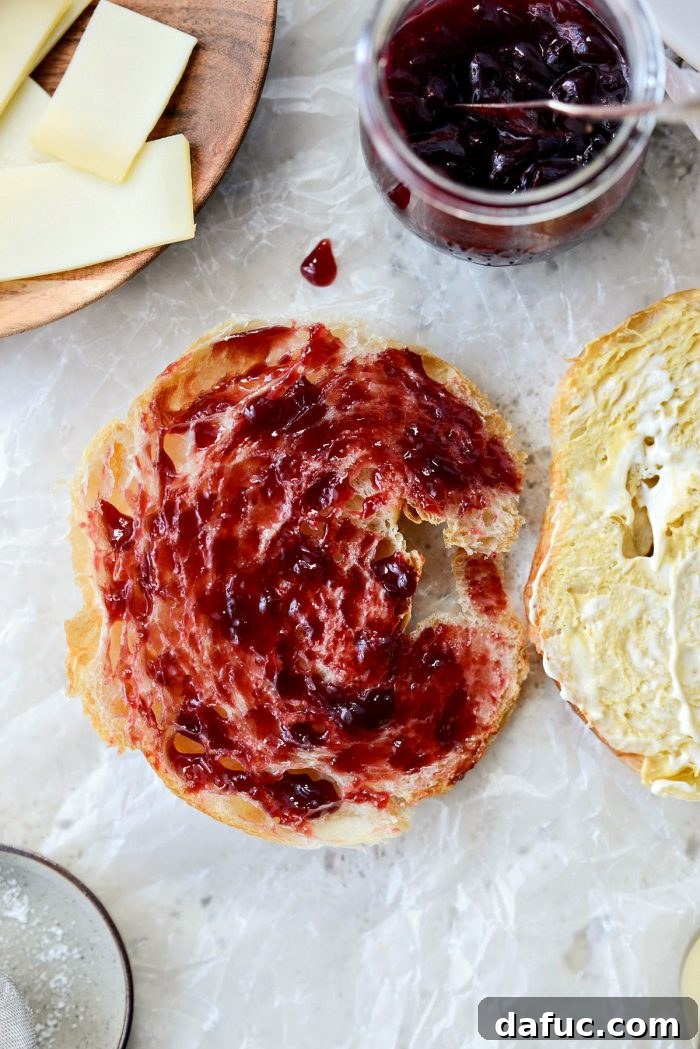 Monte Cristo Croissant Melt 7 The other croissant half smeared with raspberry jam
