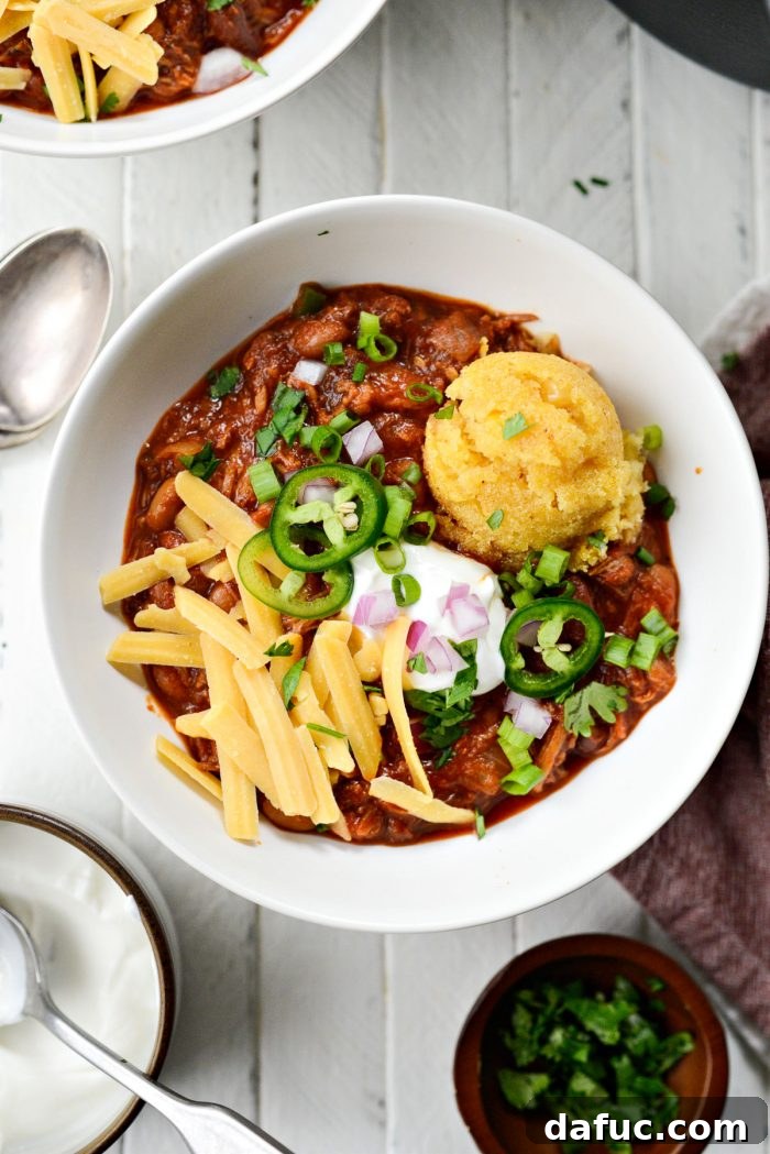 Fireside Smoky Pulled Pork Chili 14 Another view of the delicious Smoky Pulled Pork Chili ready to be enjoyed