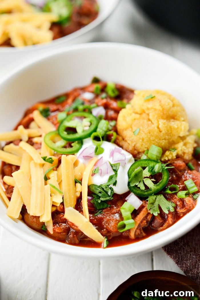 Fireside Smoky Pulled Pork Chili 15 A final close-up of the delicious and hearty Smoky Pulled Pork Chili in a bowl