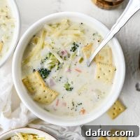 Broccoli Ham and Swiss Soup