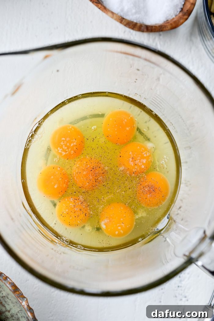 8 eggs in a mixing bowl