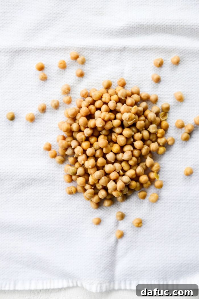 Perfectly Crisp Air-Fried Chickpeas 6 Chickpeas spread on a clean kitchen towel for drying