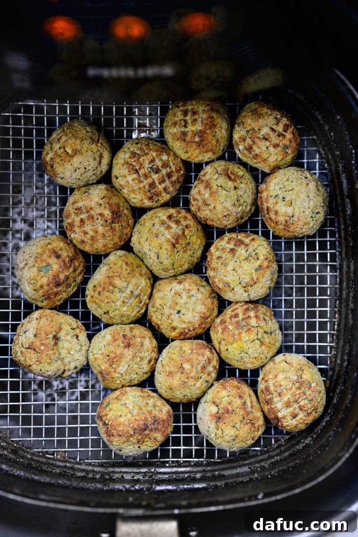 Air-Fried Falafel Perfection 16 browned and fully cooked falafel