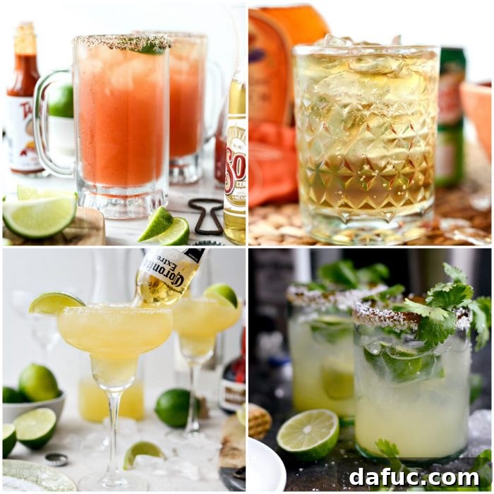 50 Ultimate Game Day Recipes 7 A selection of refreshing game day drinks and cocktails, including margaritas and mules.