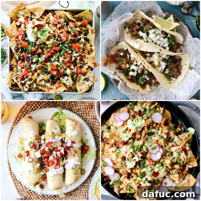 50 Ultimate Game Day Recipes 9 An array of delicious tacos, loaded nachos, and crispy taquitos for your game day party.
