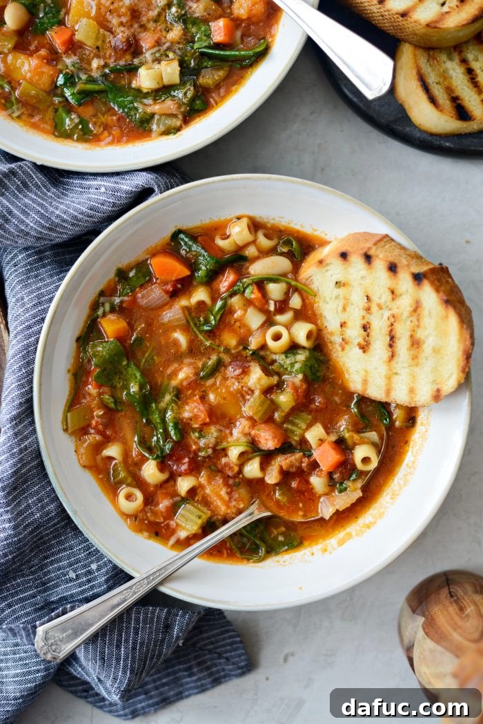 Ina Garten's Cozy Winter Minestrone 2 Ina Garten's Winter Minestrone soup in a bowl