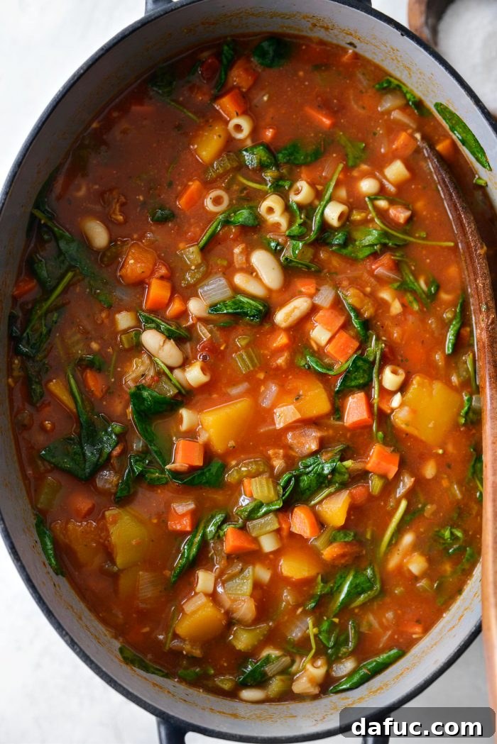 Ina Garten's Cozy Winter Minestrone 20 Soup heated through and ready to serve