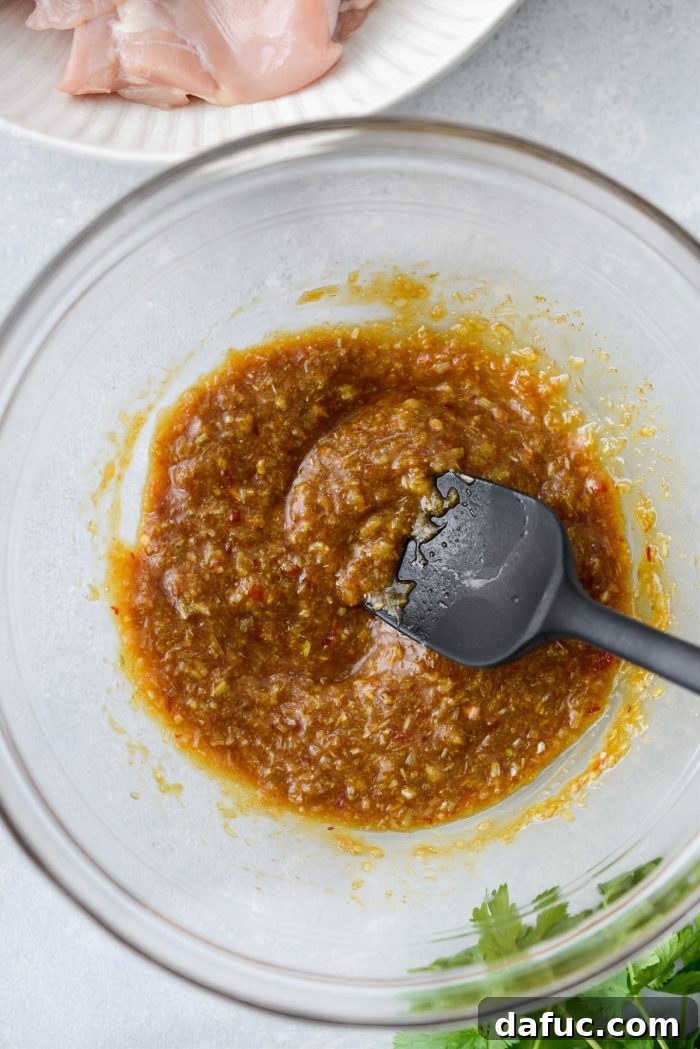 Aromatic Lemongrass Chicken 6 Combined marinade in a bowl