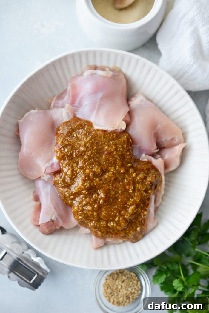 Aromatic Lemongrass Chicken 7 Marinade added to chicken thighs