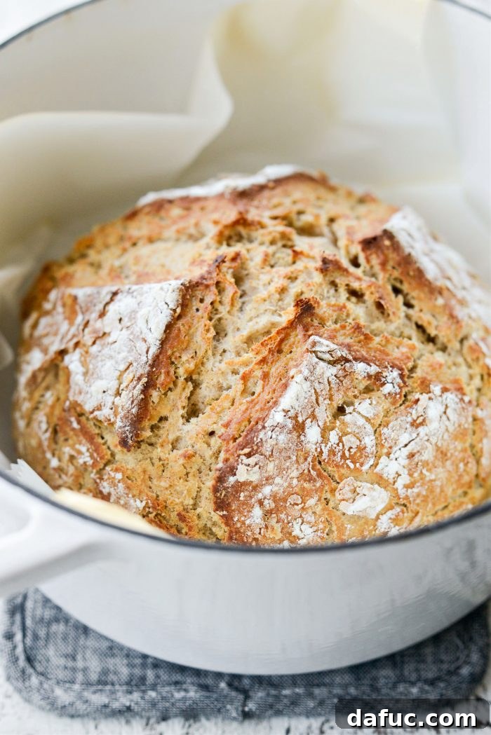 Hearty Irish Hearth Bread 2 Classic Irish Soda Bread freshly baked in a Dutch oven, ready to be served