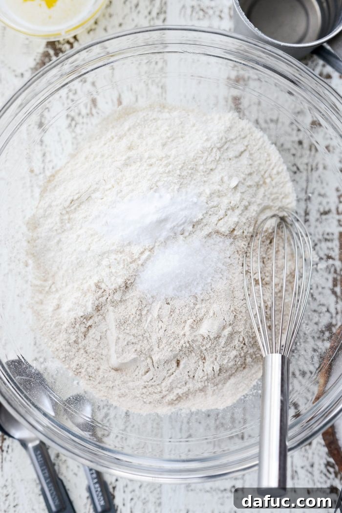 Hearty Irish Hearth Bread 5 Dry ingredients for Irish Soda Bread measured and ready in a bowl