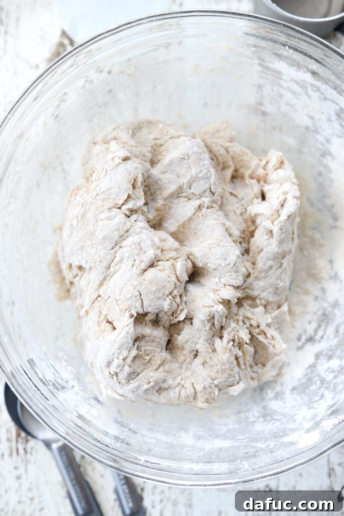 Hearty Irish Hearth Bread 9 Sticky, shaggy dough for Irish Soda Bread after initial mixing