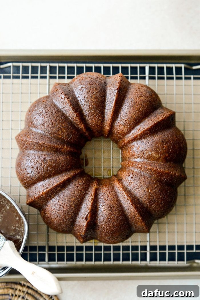 Emerald Isle Whiskey Cake 22 Fully glazed Irish Whiskey Cake shining on a wire rack