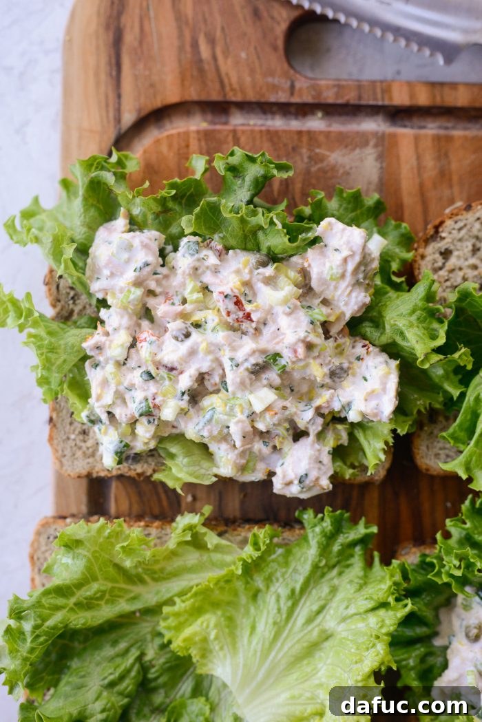 Sun-Kissed Tuna Medley 8 Sun-dried Tomato Tuna Salad sandwich close up