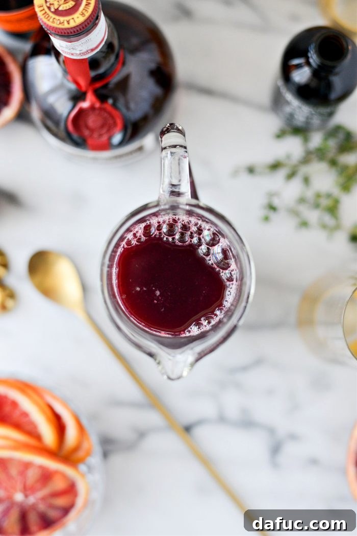 Velvet Vanilla Blood Orange Mimosas 5 Freshly squeezed blood orange juice, vibrant and ready