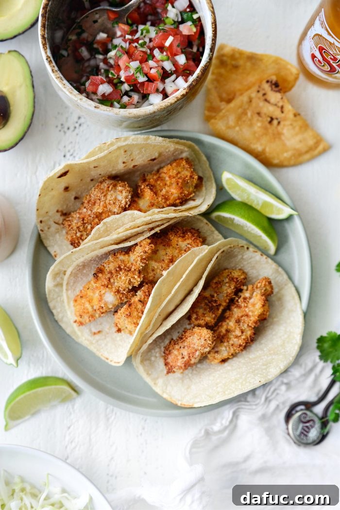 Crispy Air-Fried Baja Fish Tacos 20 fish in tortillas