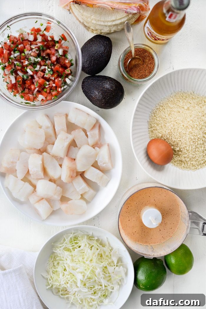 Air Fryer Baja Fish Tacos ingredients