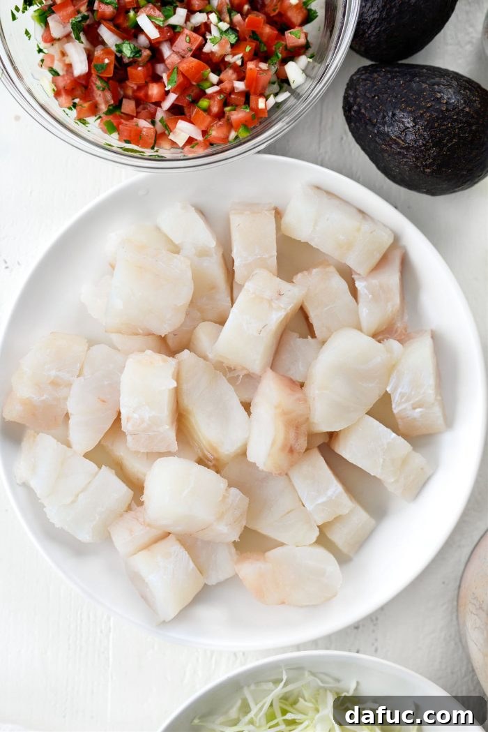 Crispy Air-Fried Baja Fish Tacos 7 cod cut into pieces