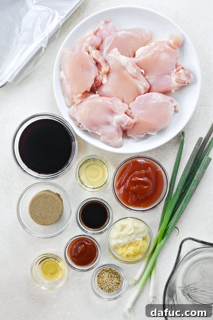 A selection of fresh ingredients laid out for making Huli Huli Chicken Rice Bowls