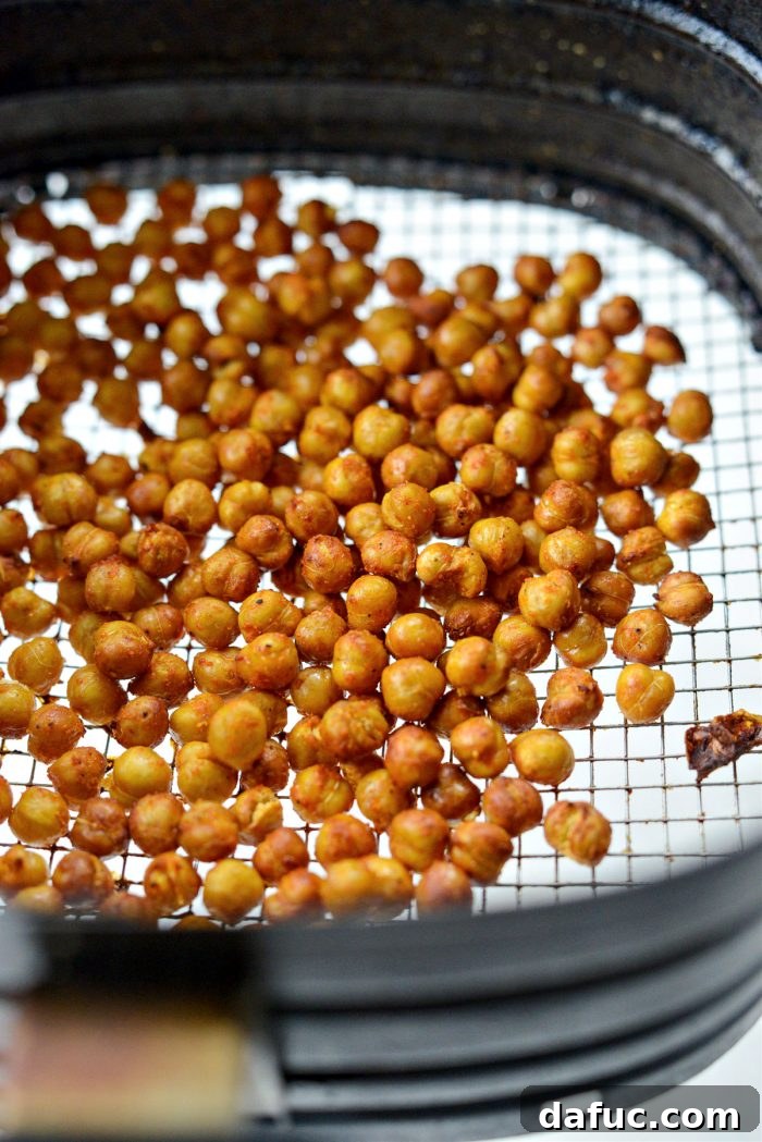 Crisped buffalo chickpeas, hot and ready to eat