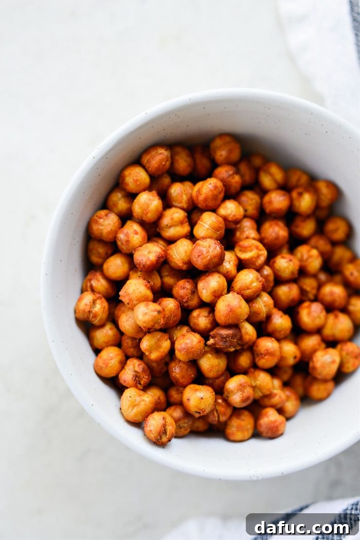 Air Fryer Buffalo Chickpeas arranged on a plate as a snack